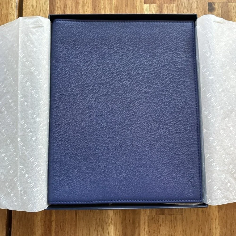 Polo Ralph Lauren Leather Blue‎ Case For Ipad Or Tablet Media Case Embossed NWT